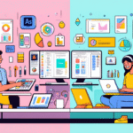 Comparaison visuelle entre l'interface Adobe Creative Cloud et Canva pour le design graphique